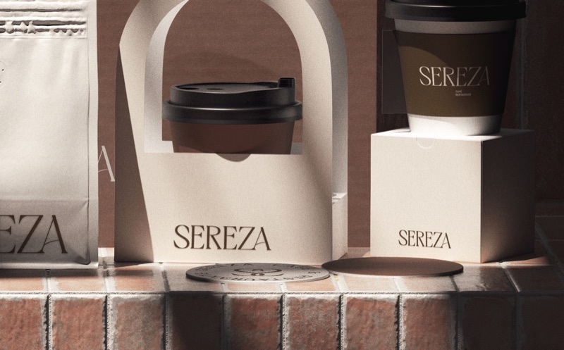 Sereza cup carriers, coffee packaging, and branded coasters